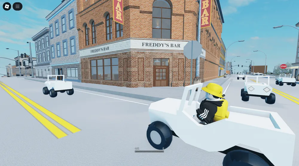A city exploration area with drivable vehicles