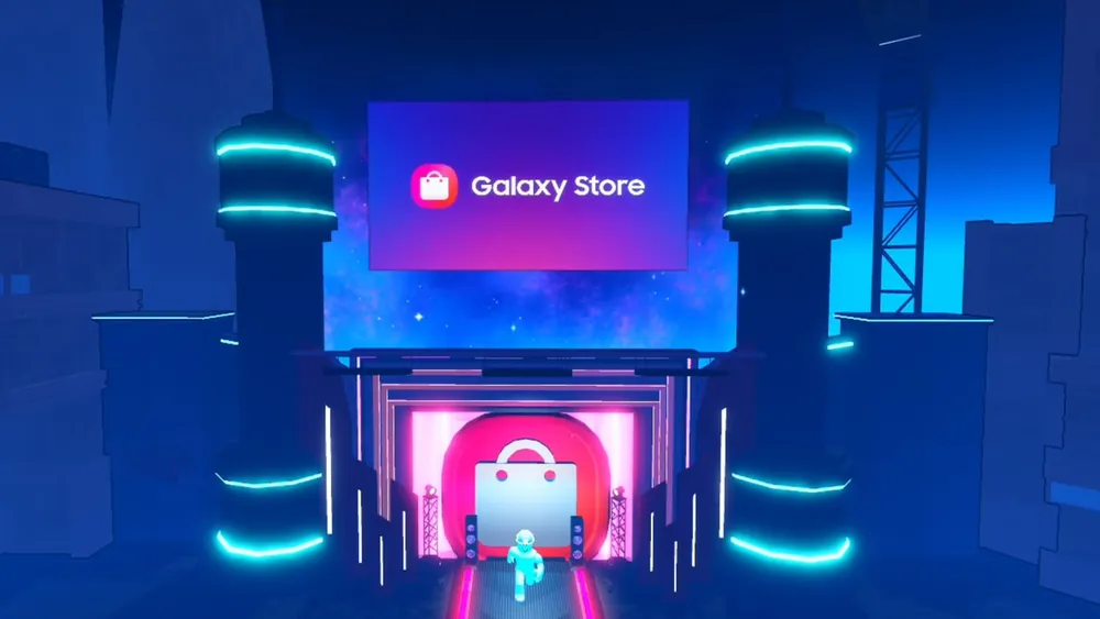 The runway entrance beneath the Galaxy Store sign